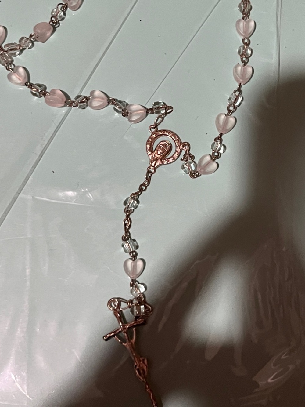Heart Bead Rosary Necklace Preloved - Picture 3 of 4